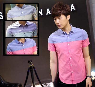 2016春夏男士短袖休闲衬衫 青少年修身潮流新风尚