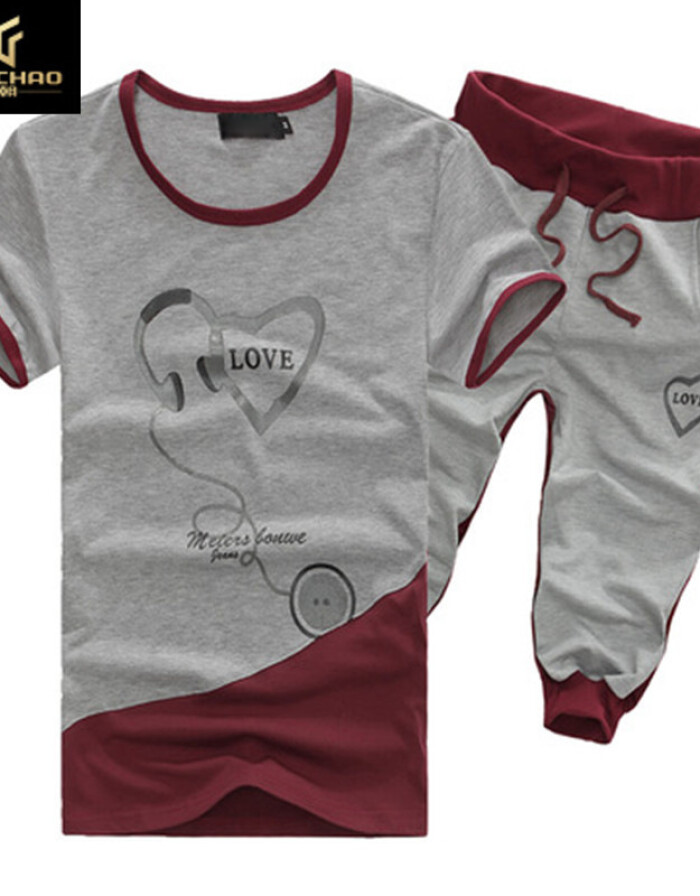 夏季活力新风尚 C2潮潮2016男士短袖T恤运动套装引领青少年休闲潮流